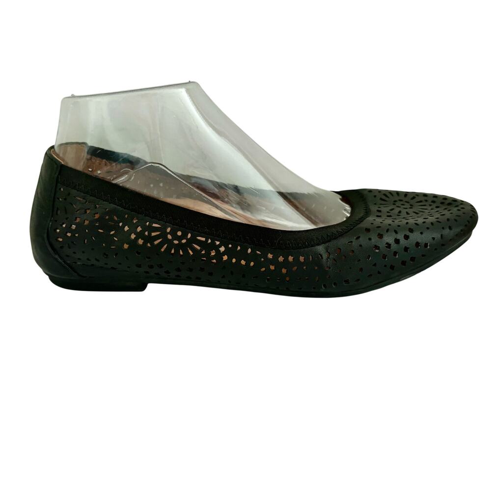 VIONIC Robyn Black Leather Laser Cut Ballet Flats Slip On Orthotic Feminine 8W - Picture 11 of 12